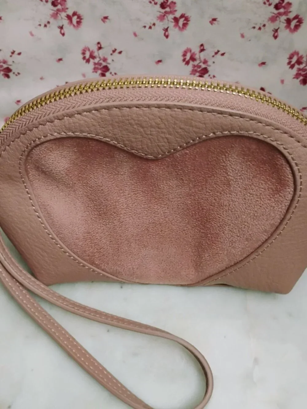 Lauren Conrad Heart Faux Leather Pink Mauve Clutch Wristlet